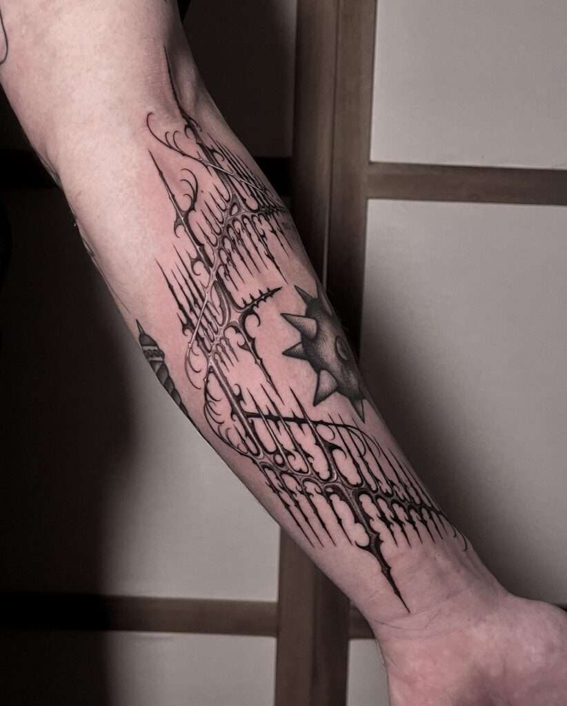 Cyber sigilism hand tattoo