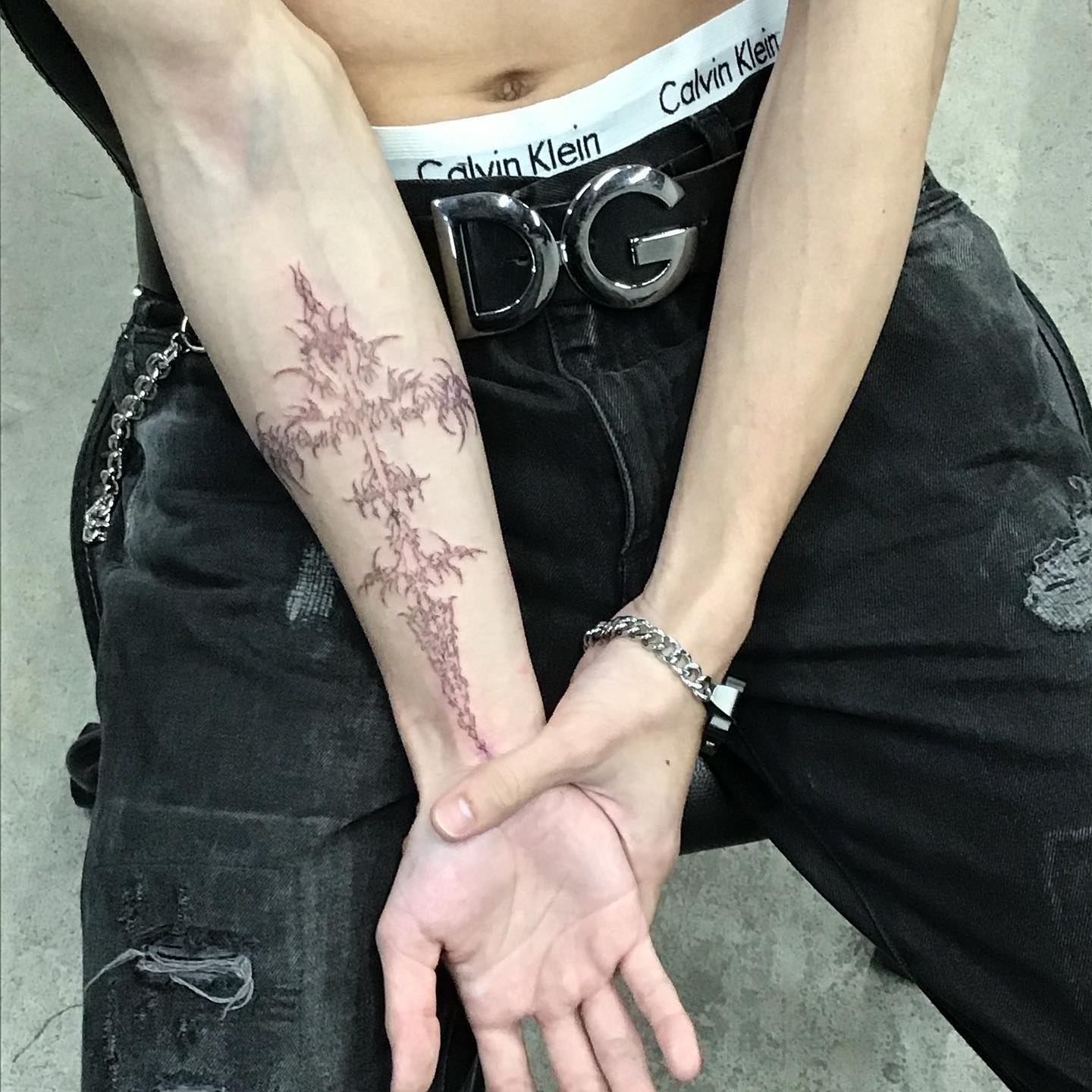 Cyber sigilism hand tattoo