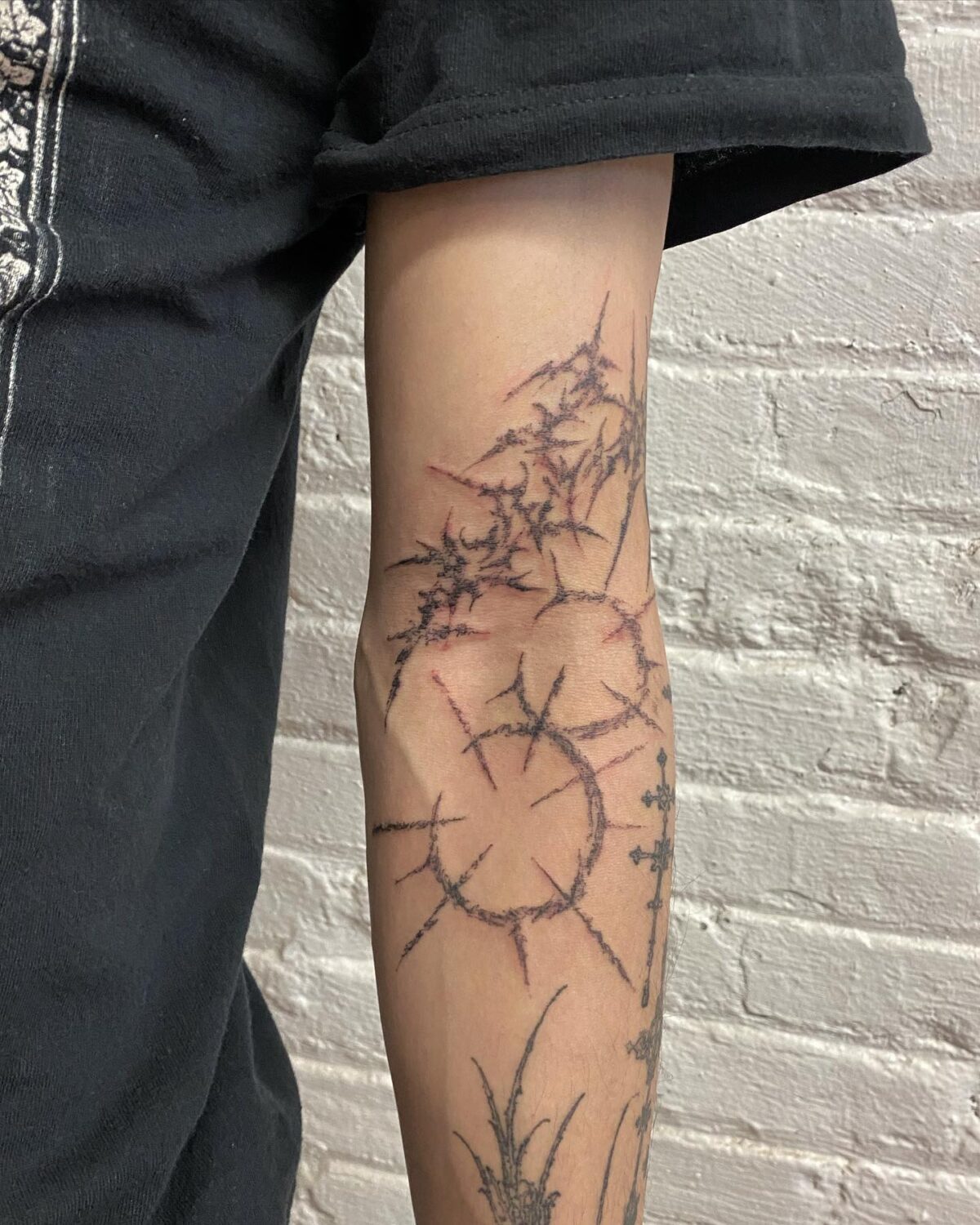 Cyber sigilism hand tattoo