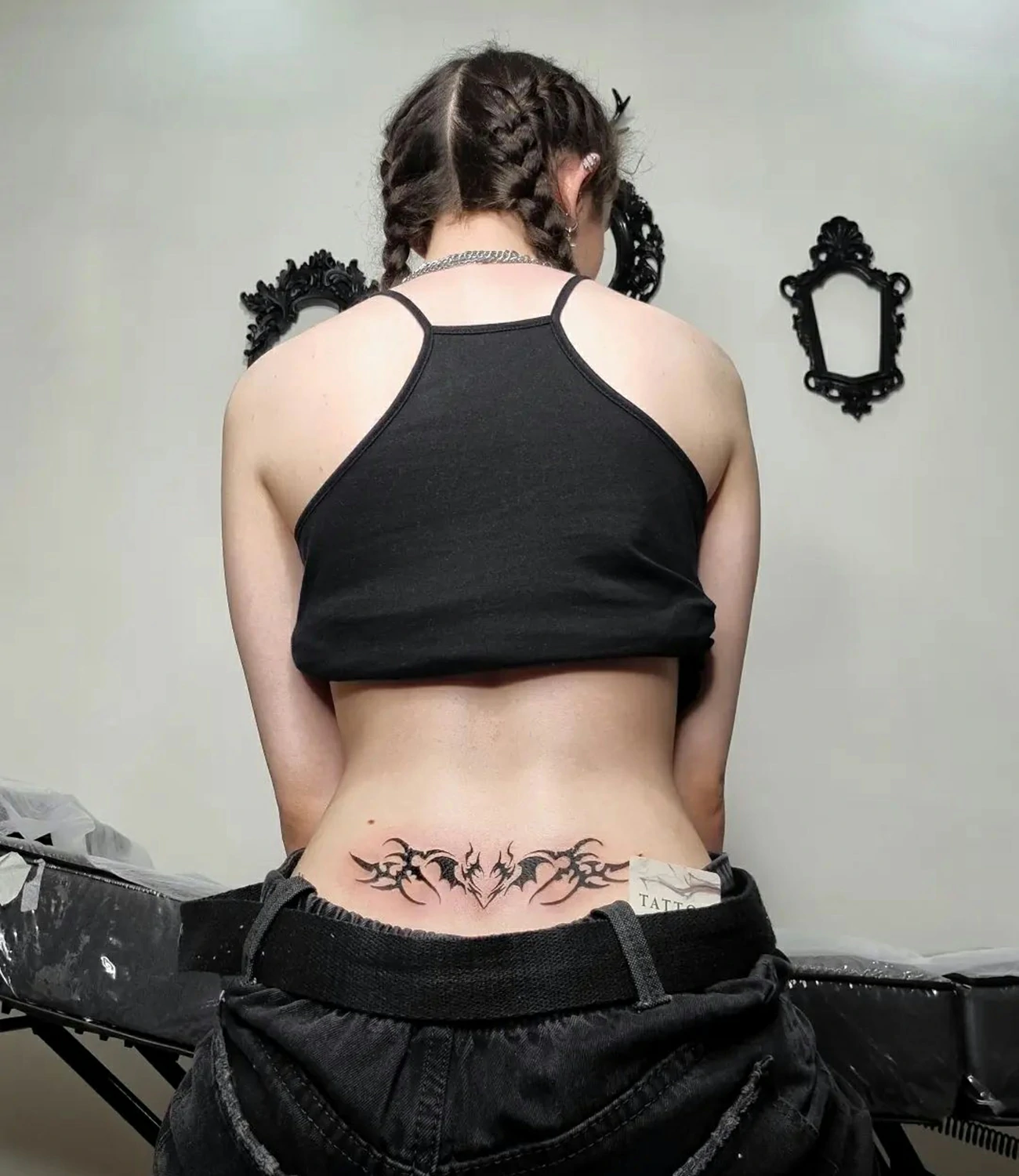 Cyber sigilism back tattoo