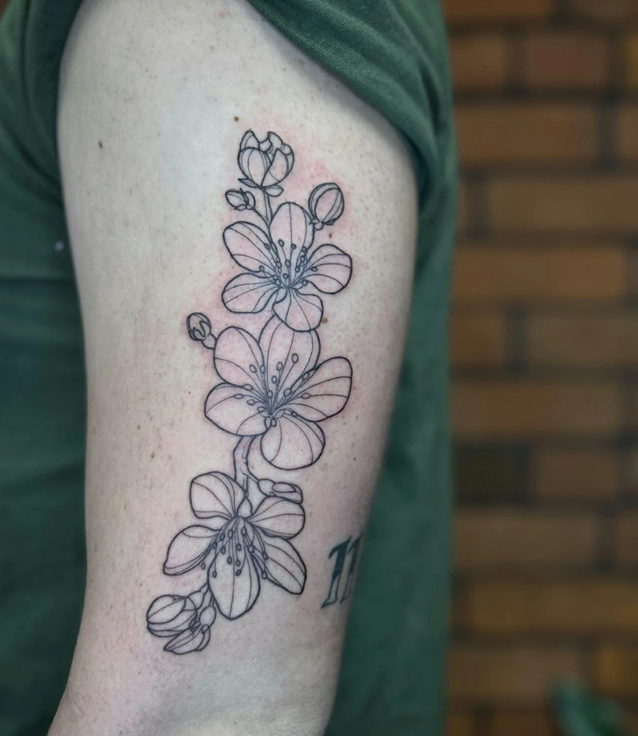 Black and Grey Cherry Blossom Tattoo