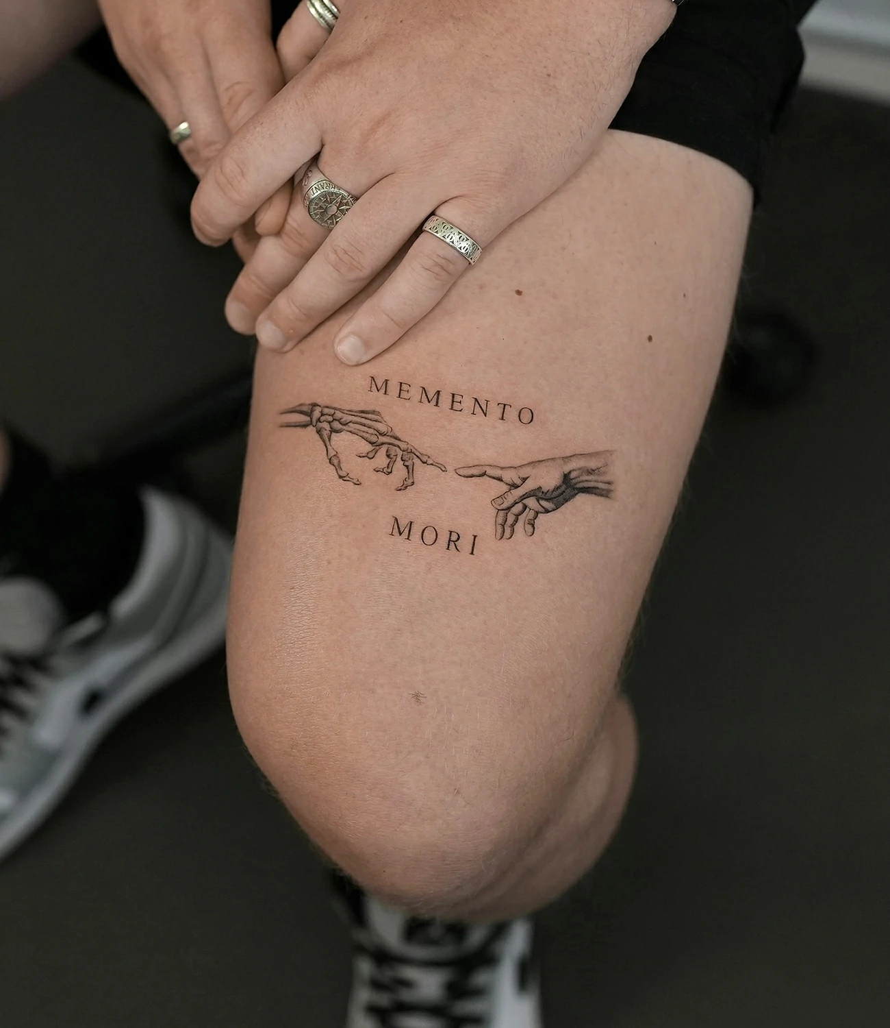 Memento Mori Thigh Tattoo
