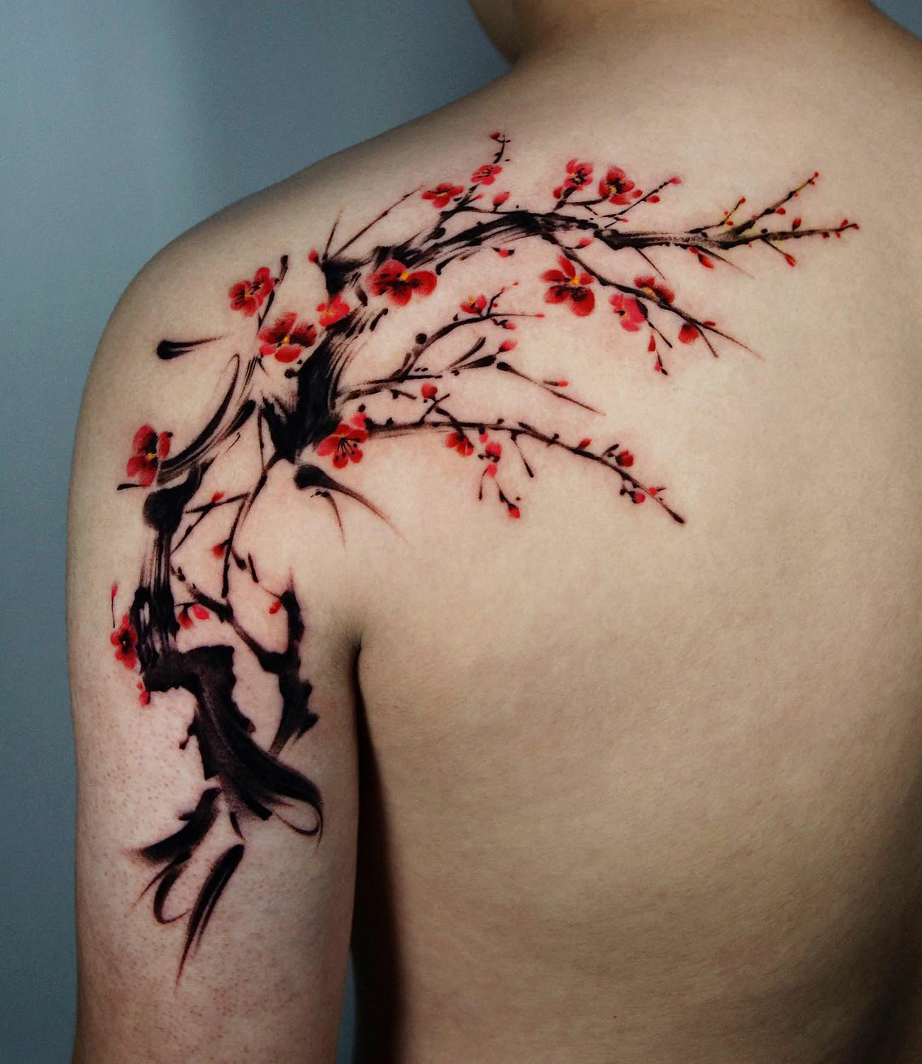 Cherry Blossom Shoulder Tattoo