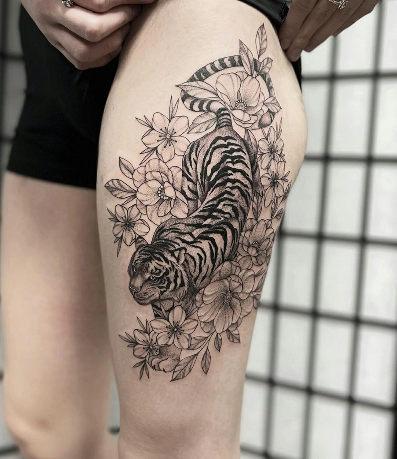 Tiger Thigh Tattoo