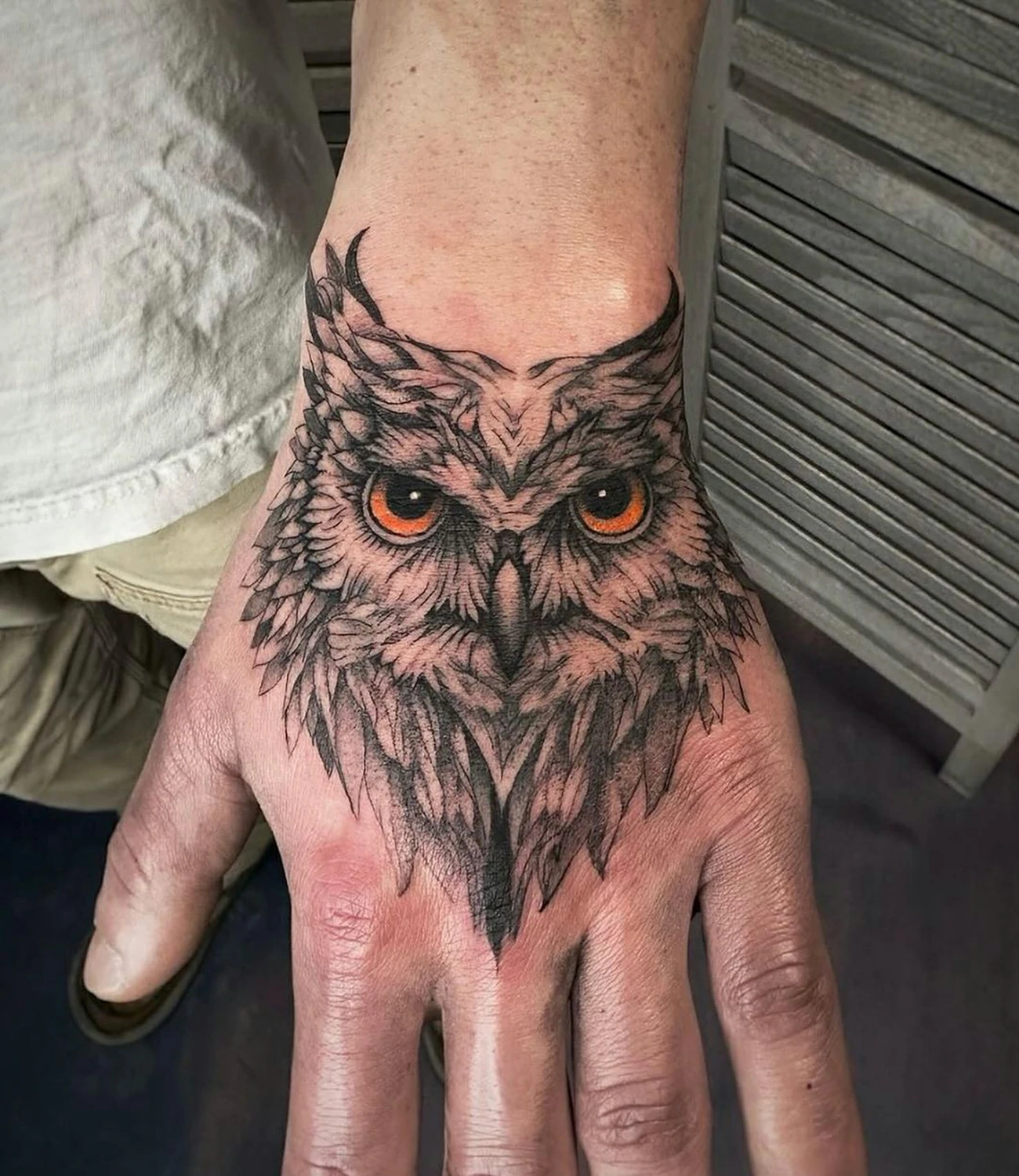 Owl Hand Tattoo