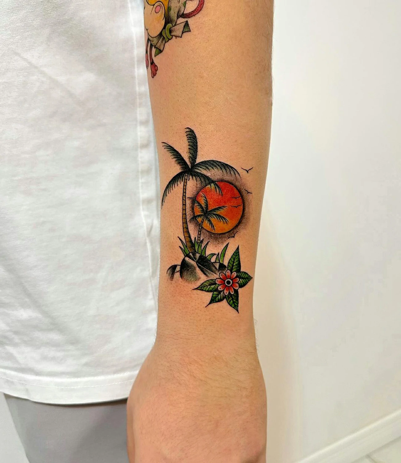 Trad Palm Tree Tattoo