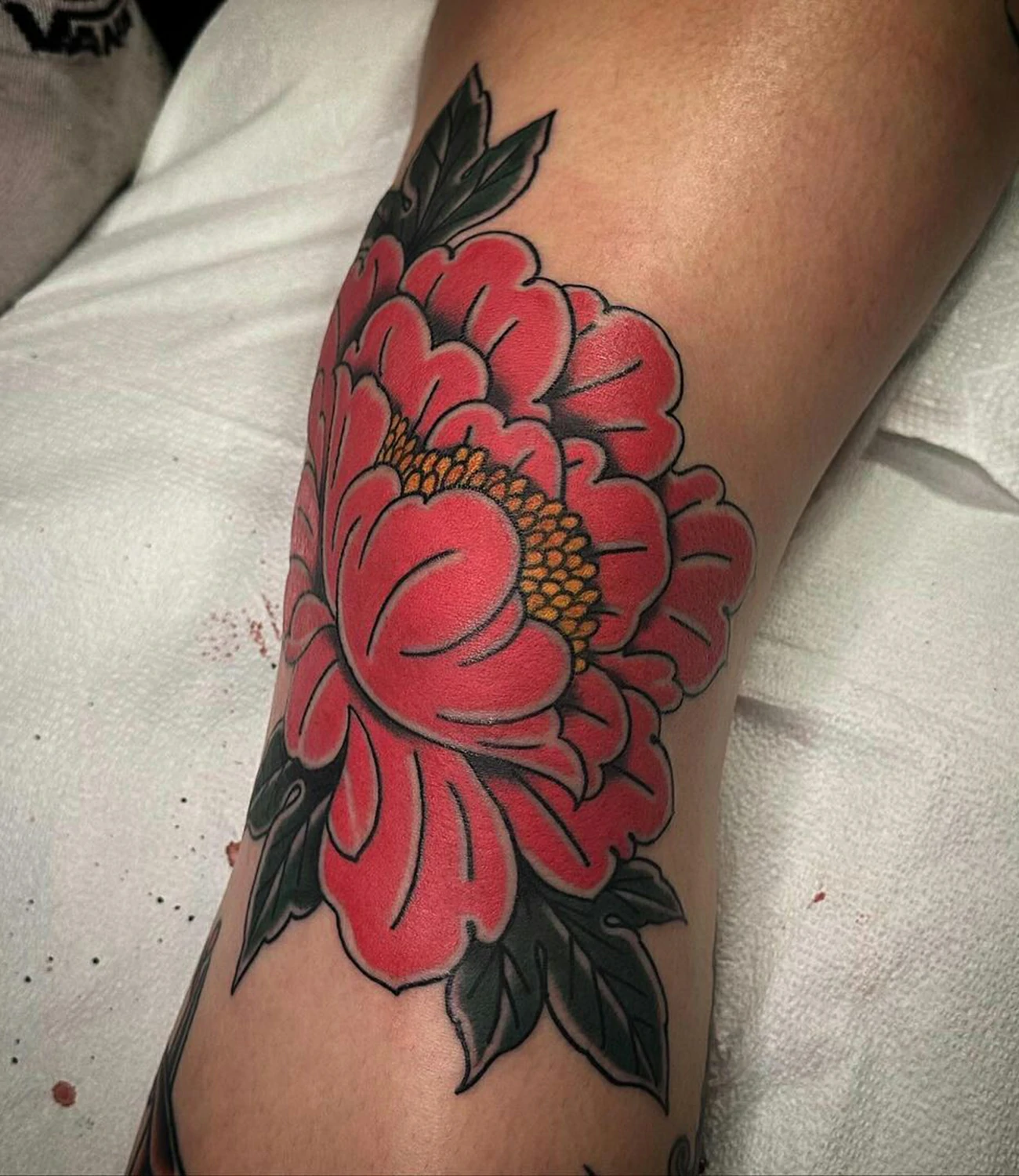 Peony Knee Tattoo