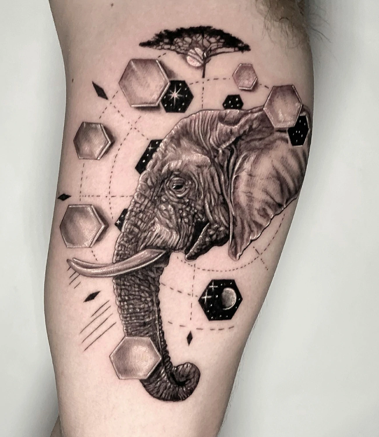 Geometric Elephant Tattoo