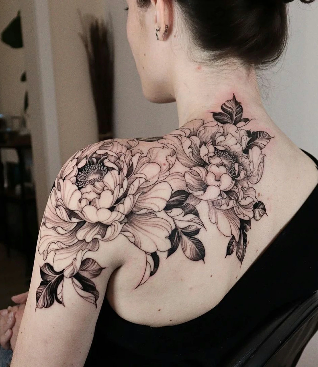 Peony Tattoo on Shoulder