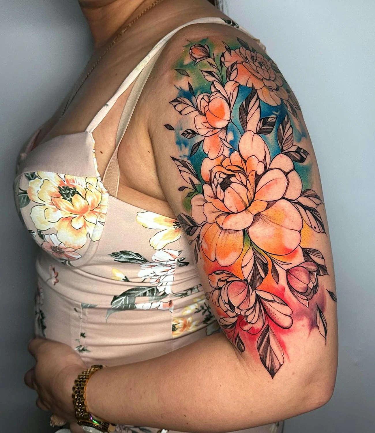 Watercolor Peony Tattoo