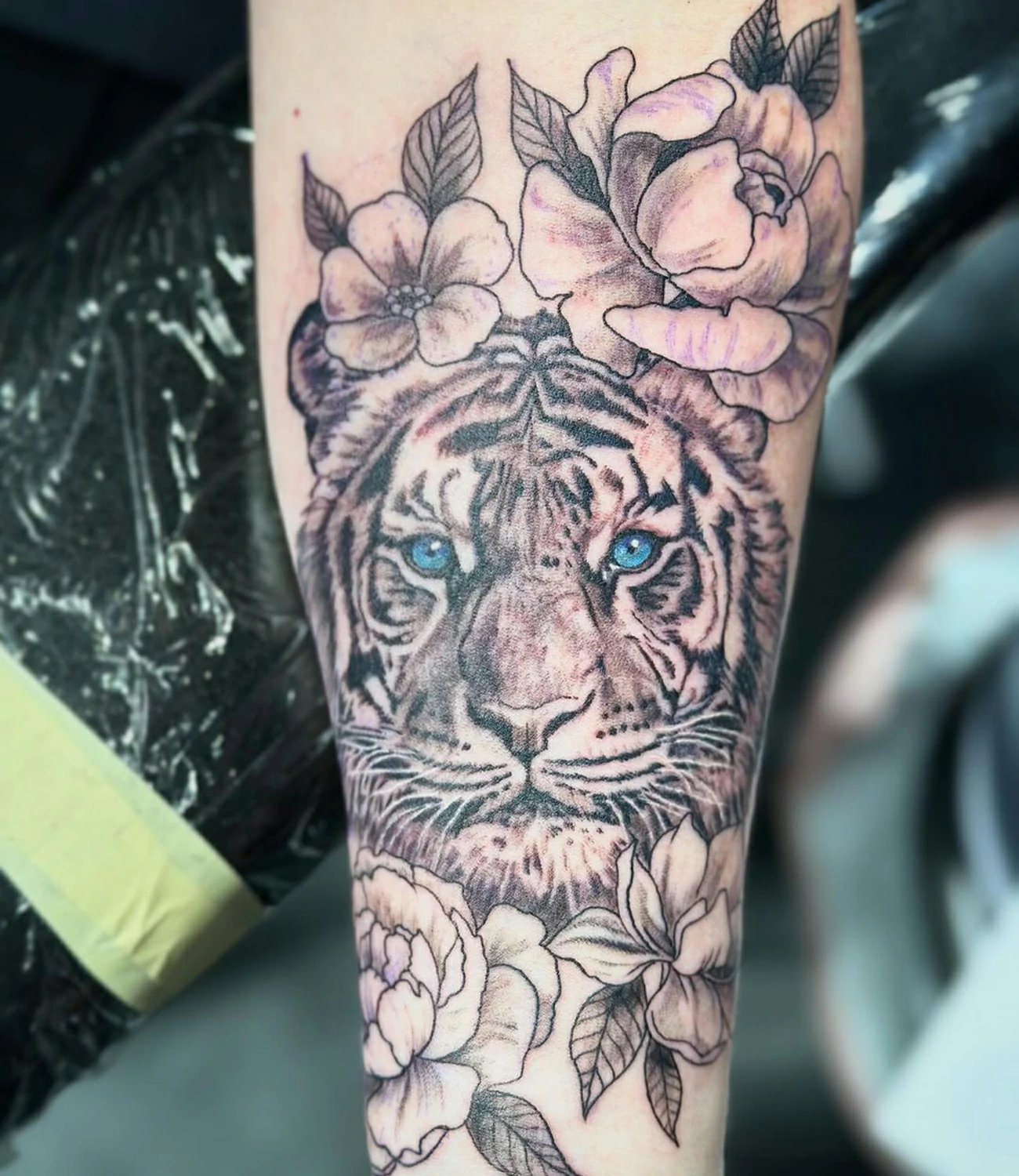 Tiger Flower Tattoo