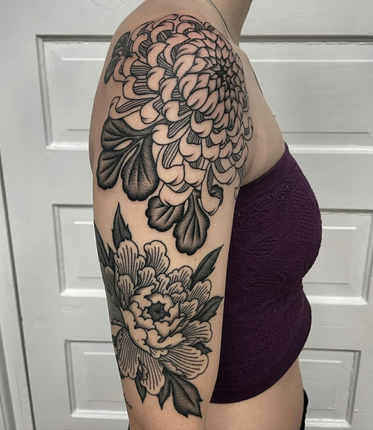 Chrysanthemum and Peony Tattoo #chrysanthemumtattoo