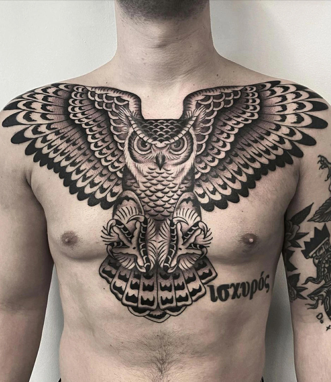 Owl Chest Tattoo