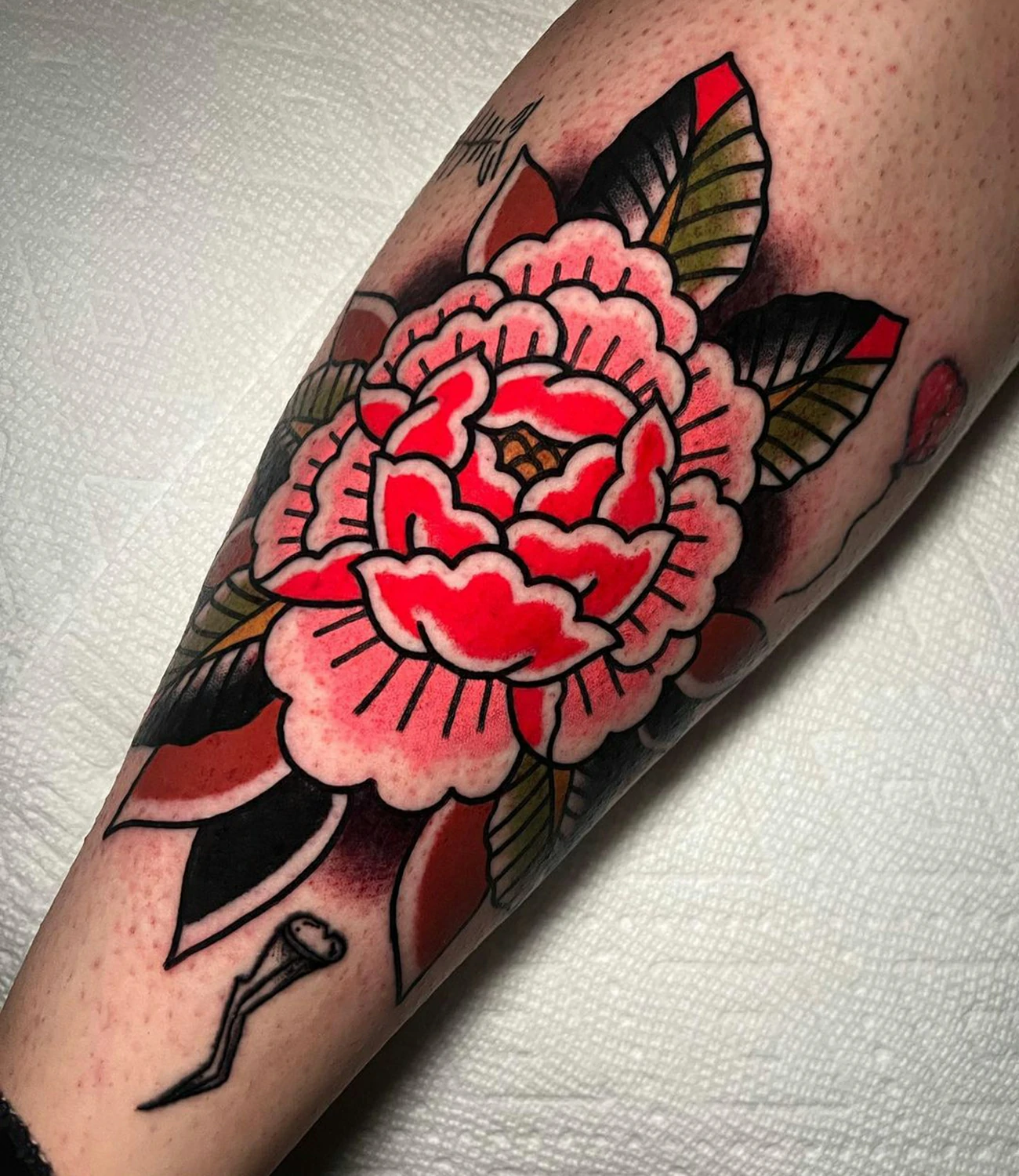 Traditional Peony Tattoo