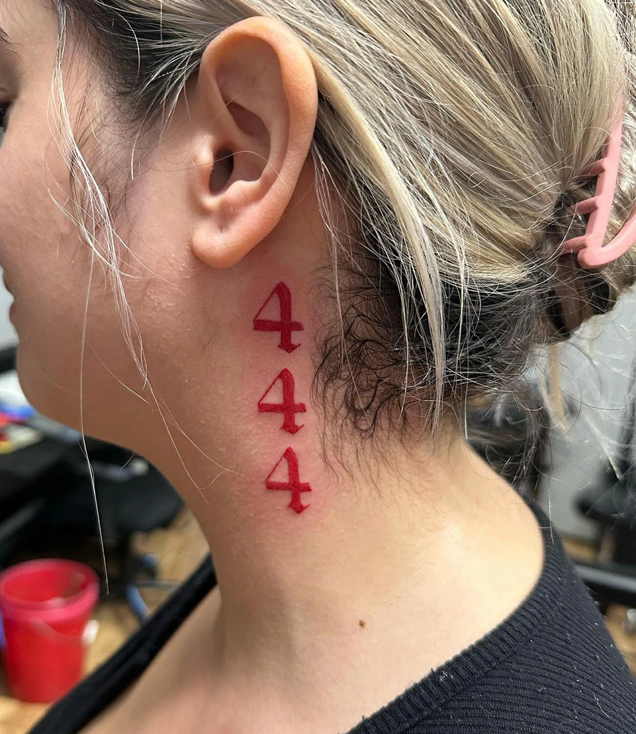 444 Neck Tattoo