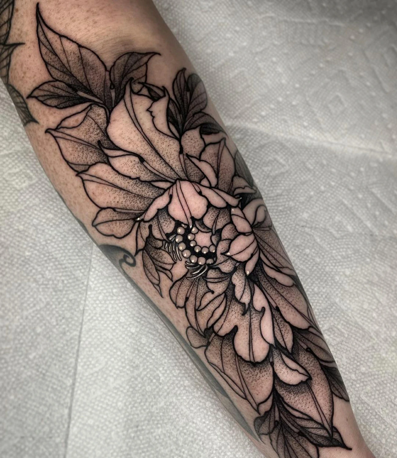 Peony Forearm Tattoo