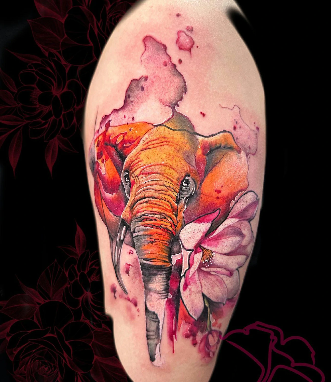 Watercolor Elephant Tattoo