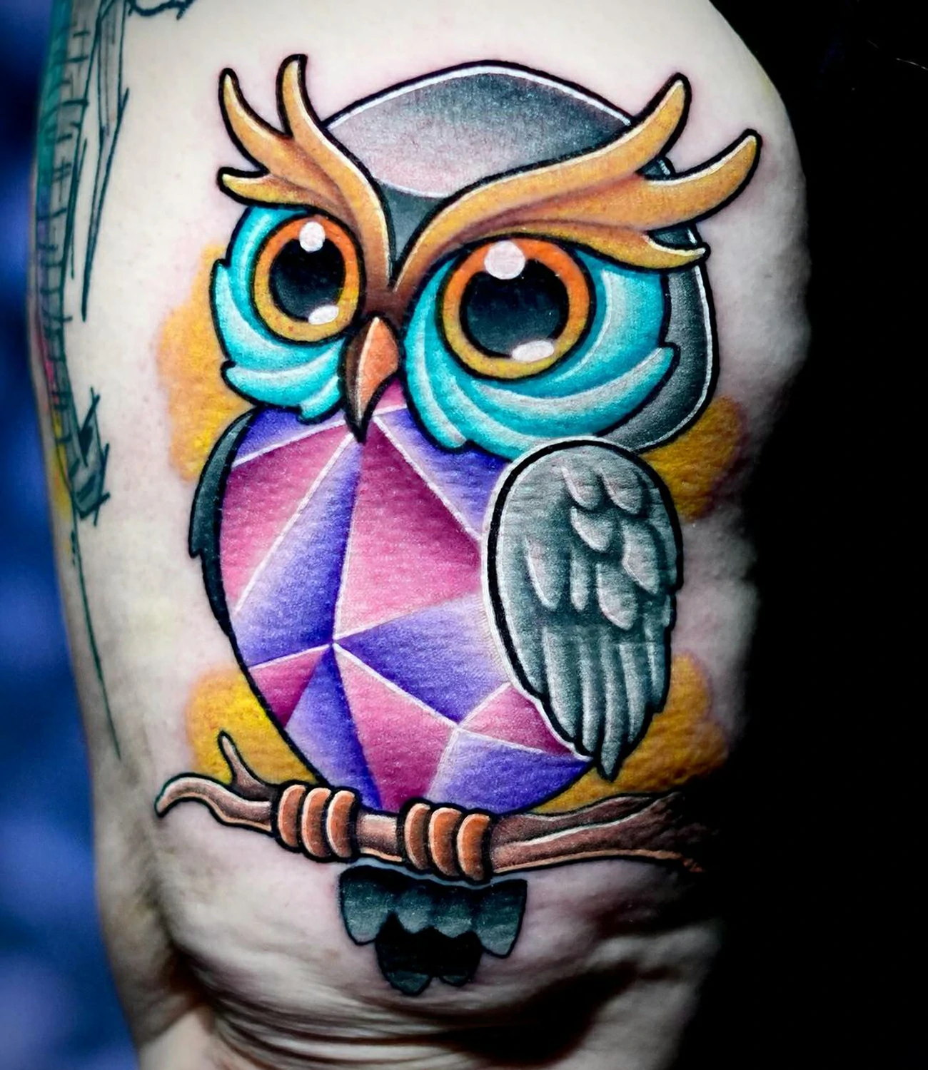 Colorful Owl Tattoo