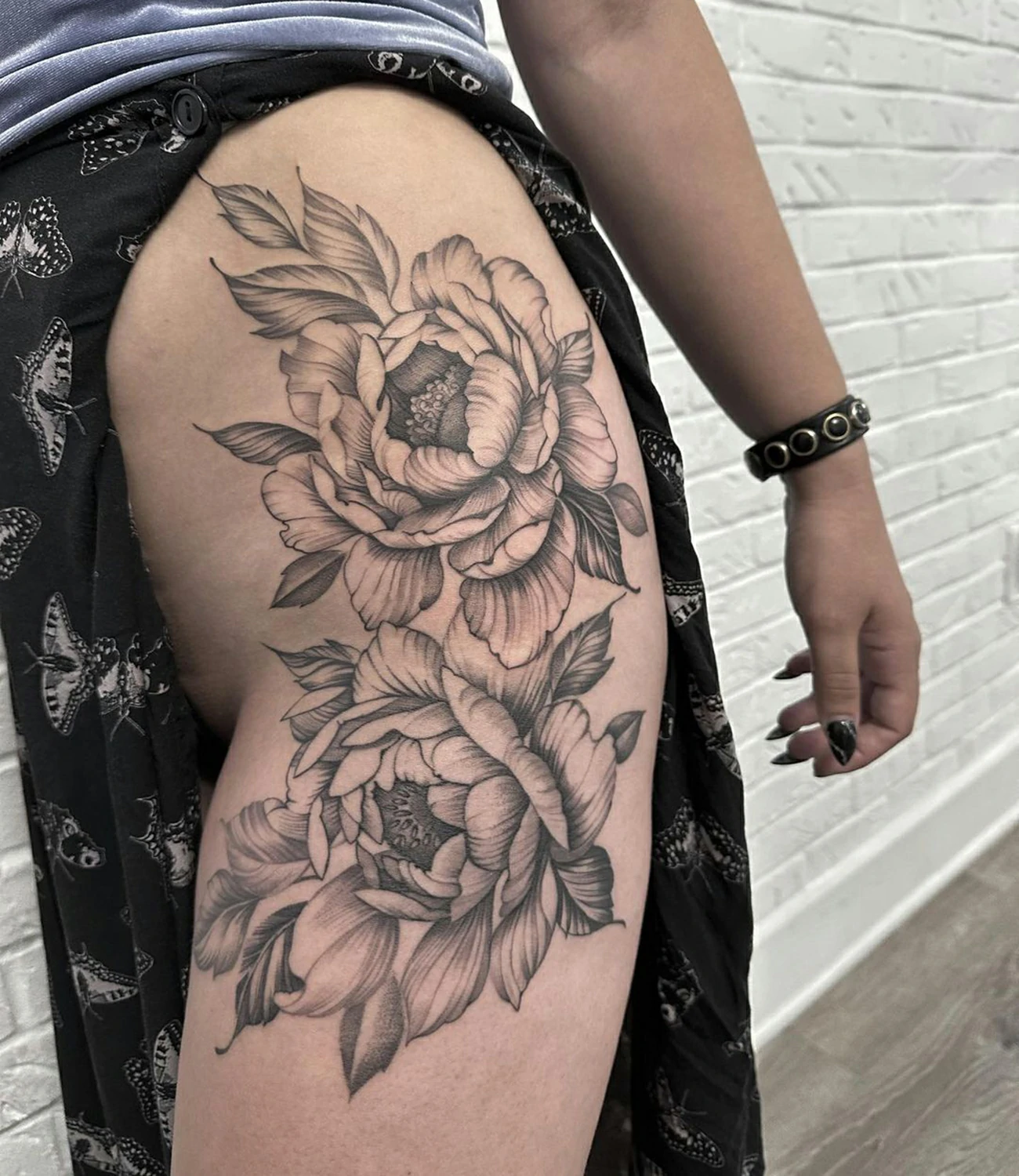 Peony Hip Tattoo
