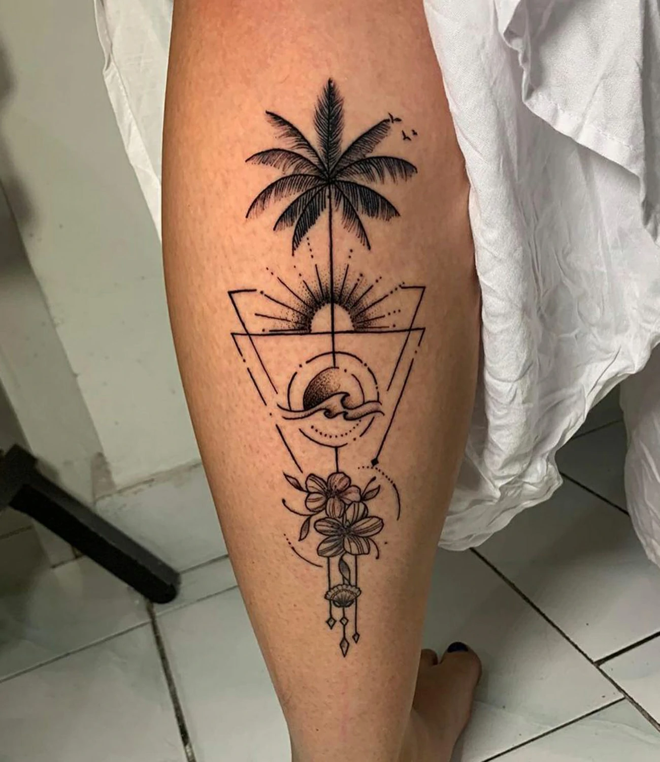 Geometric Palm Tree Tattoo