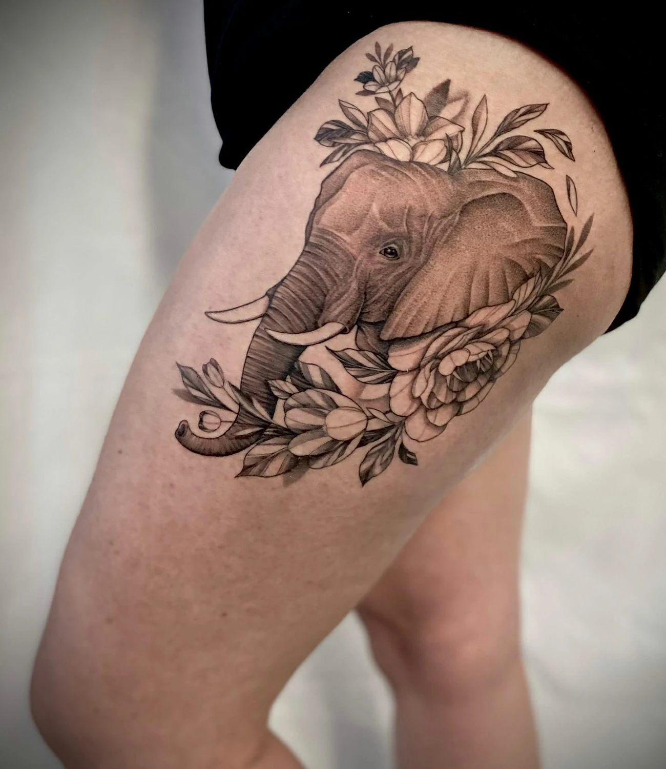 Elephant Thigh Tattoo