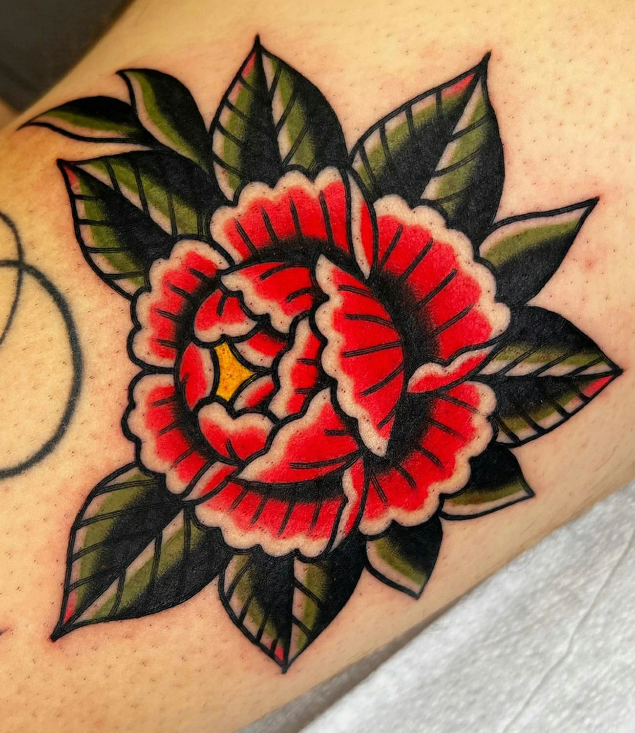 Trad Peony Tattoo
