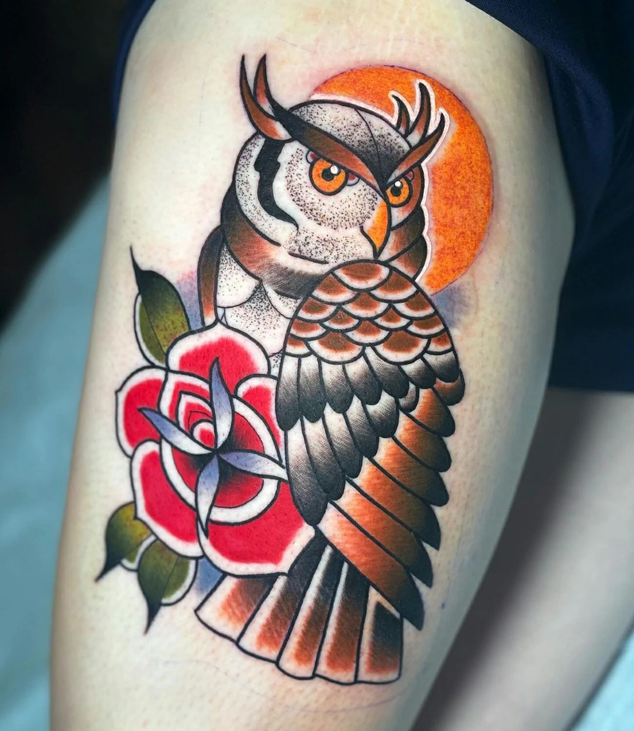 Traditional Owl Tattoo