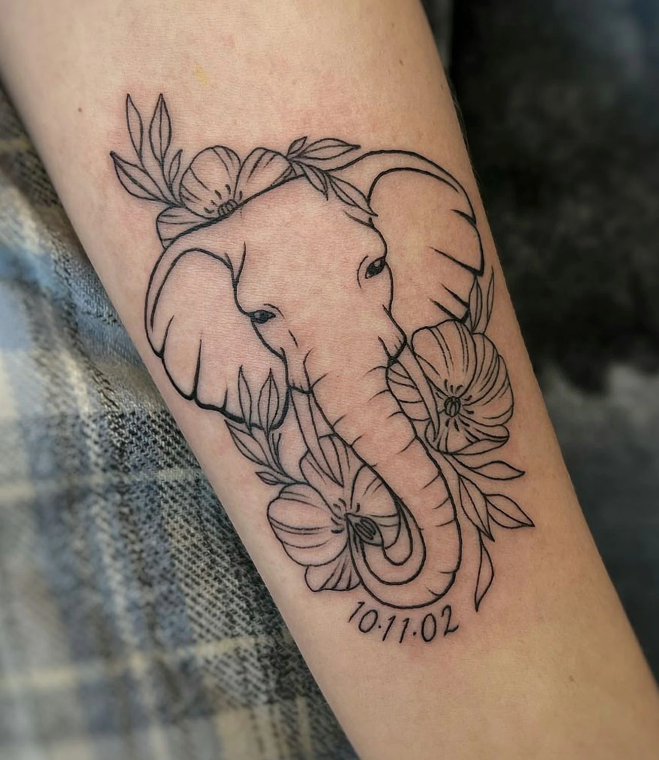Elephant Outline Tattoo