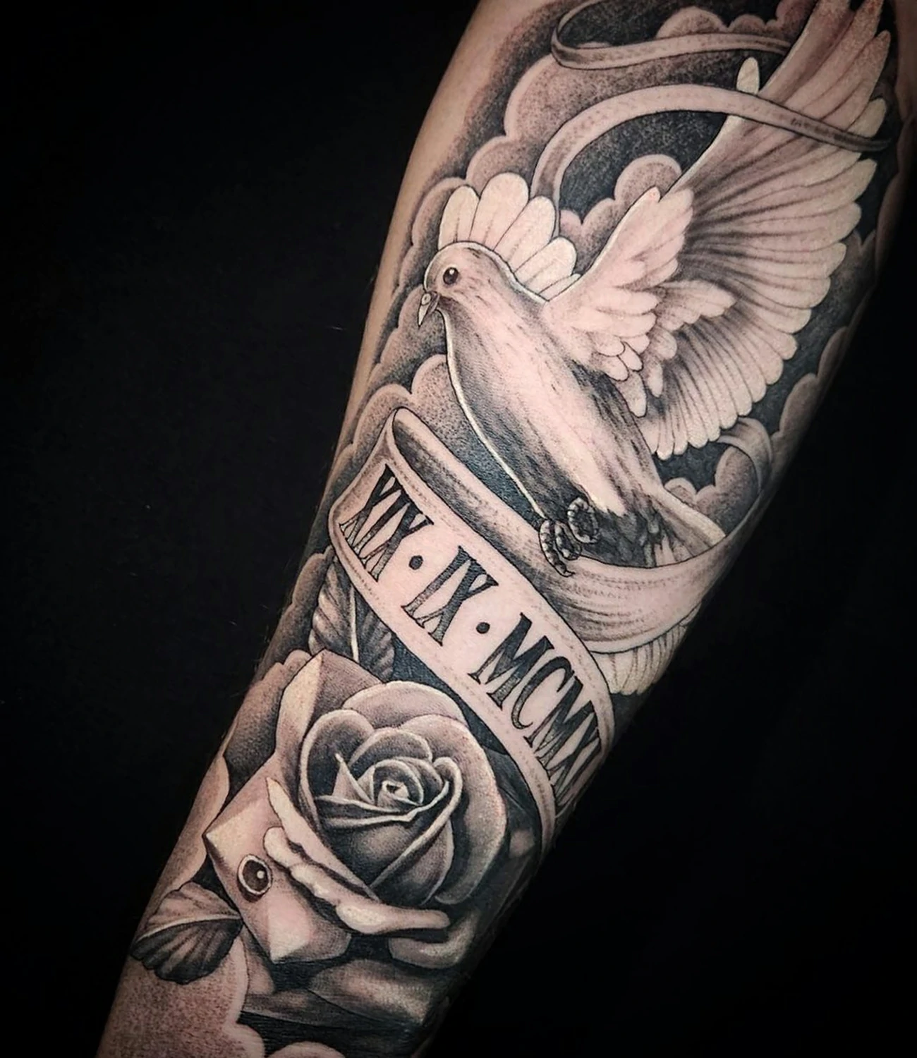 Dove and Rose Tattoo