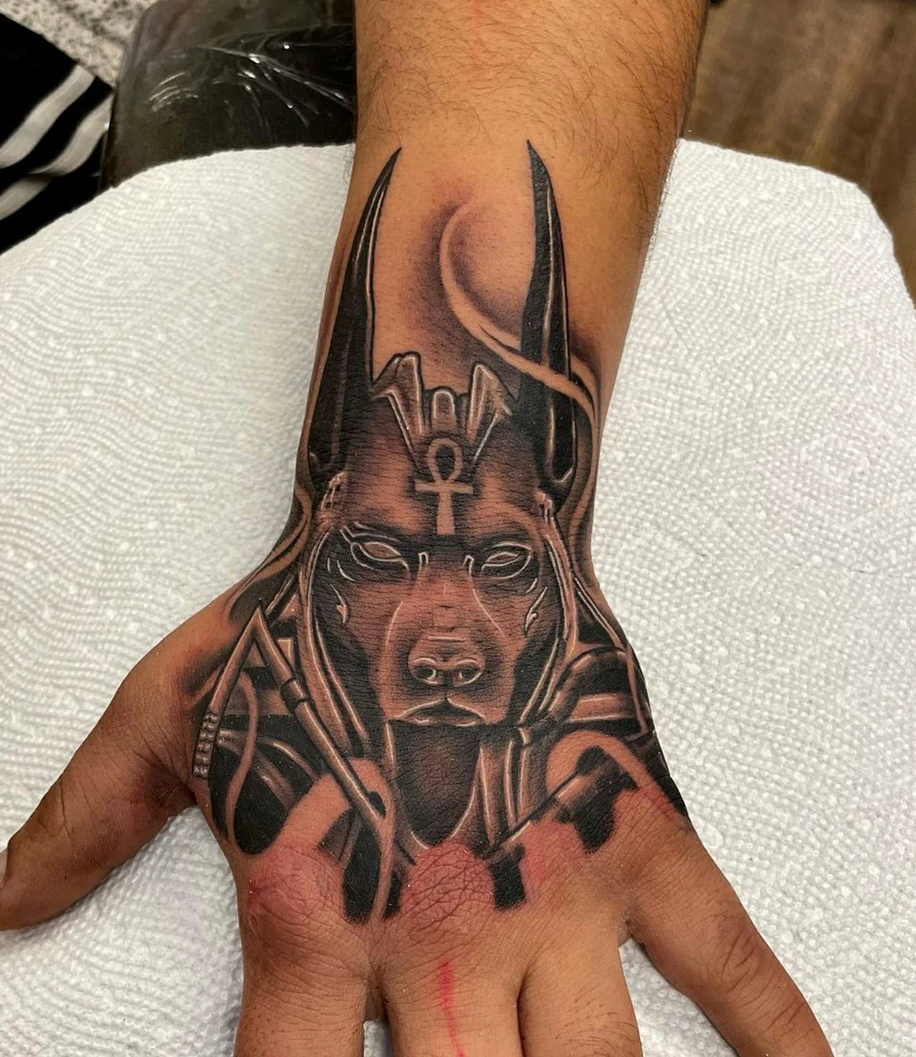 Anubis Hand Tattoo