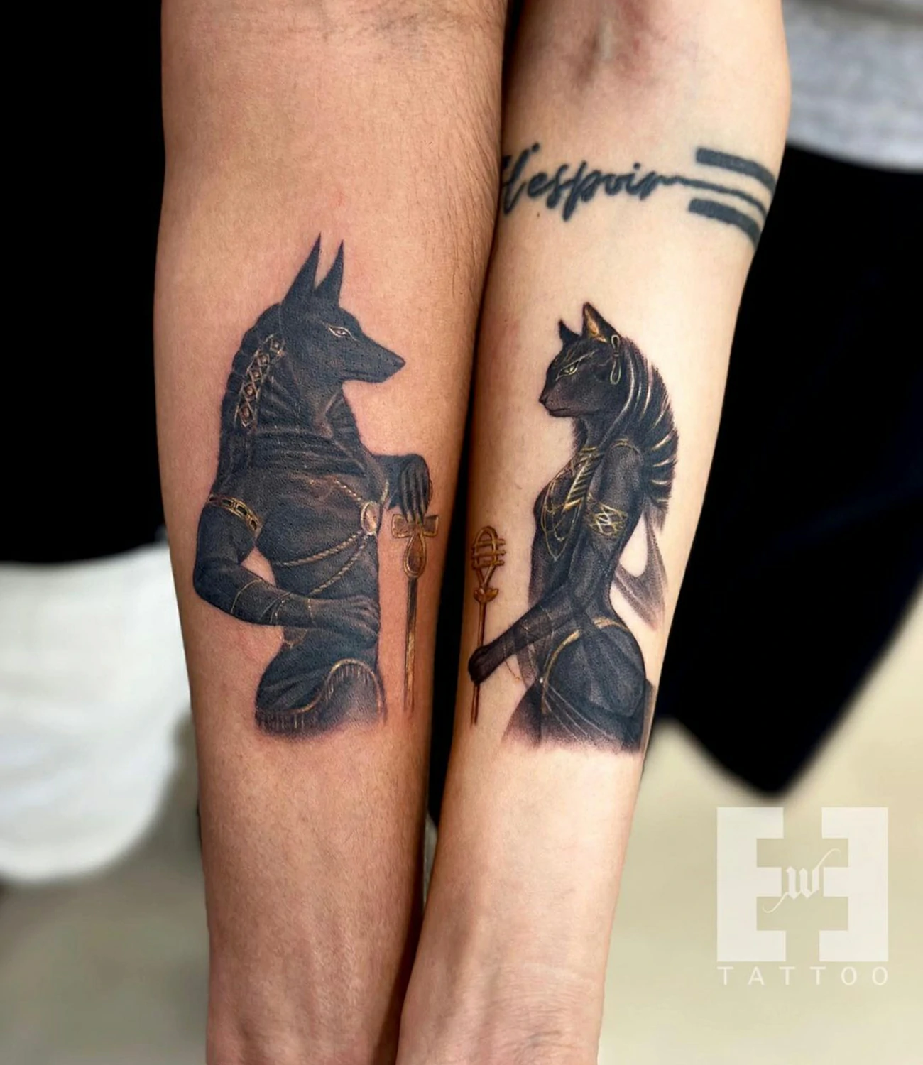 Anubis and Bastet Tattoo