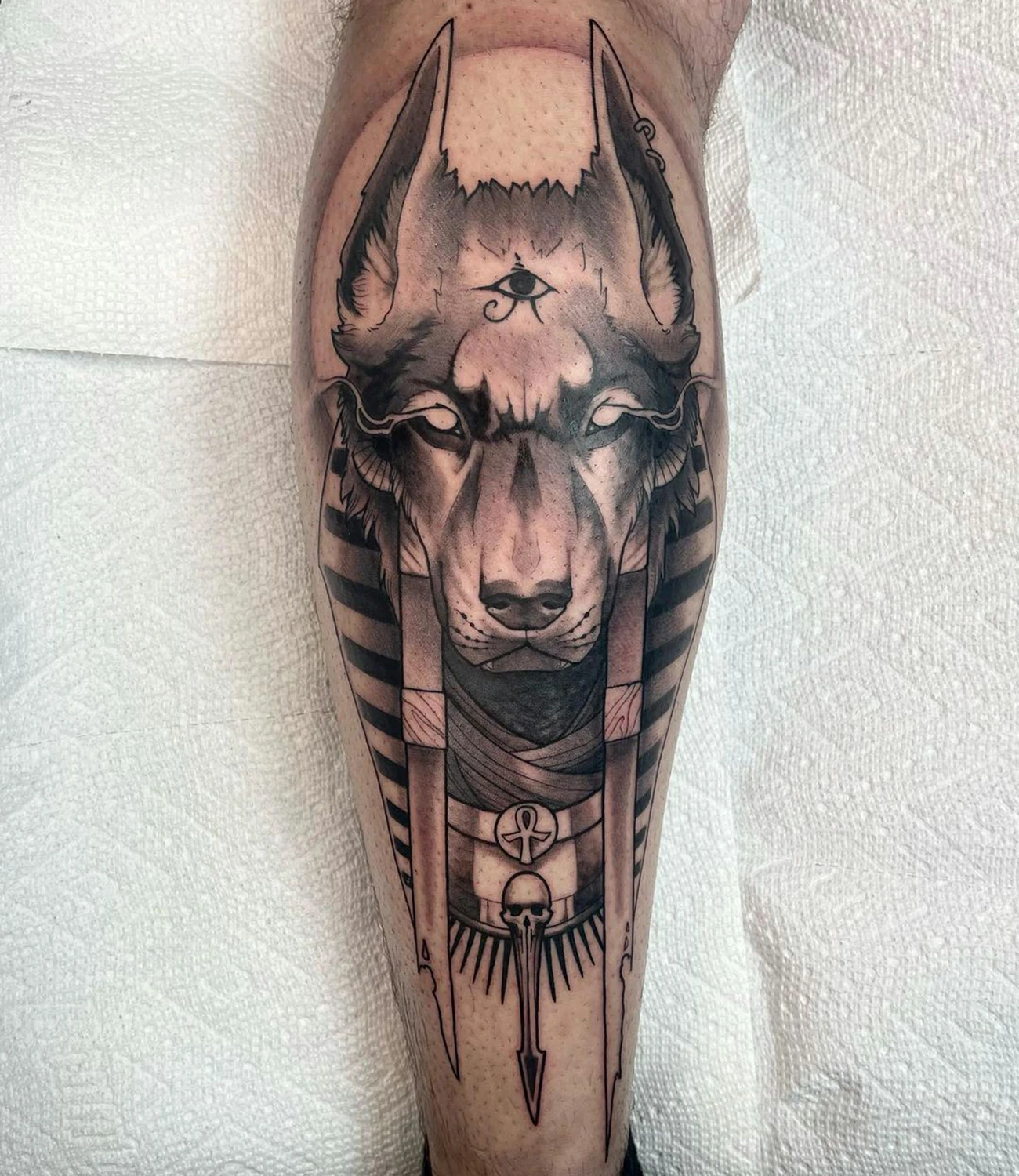 Anubis Leg Tattoo