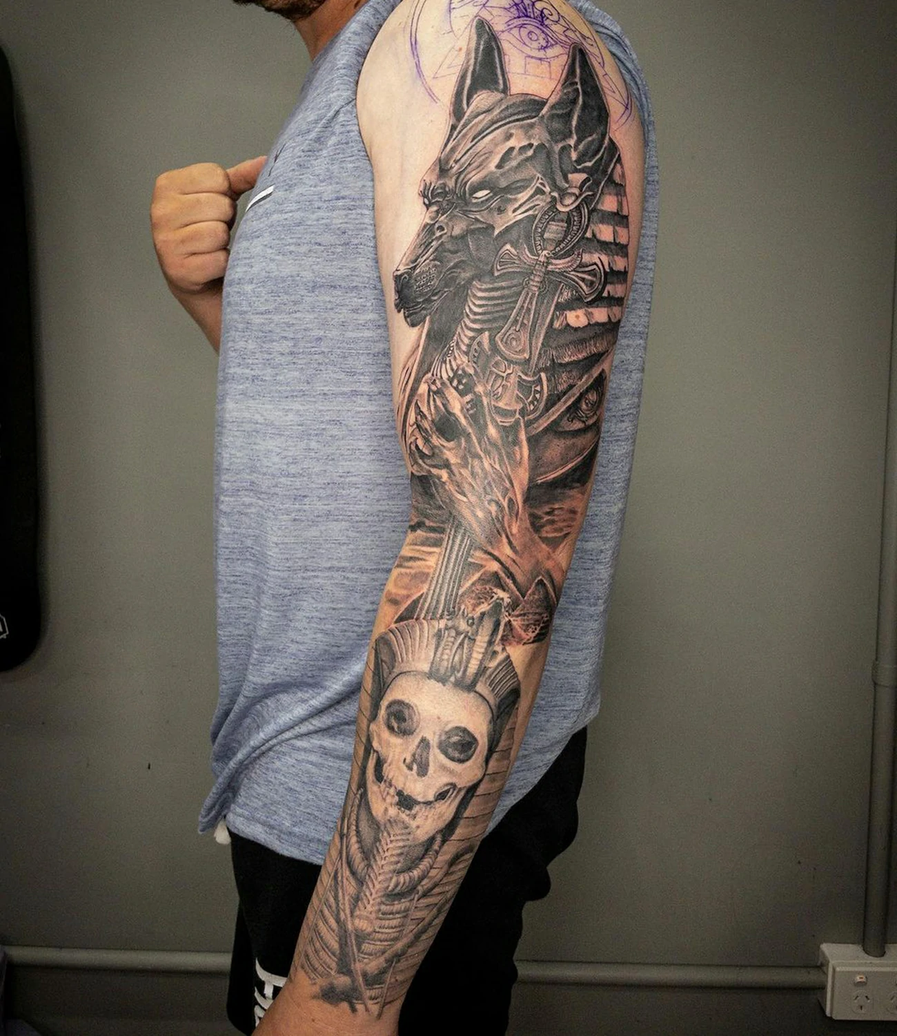 Anubis Egyptian Tattoo Sleeve
