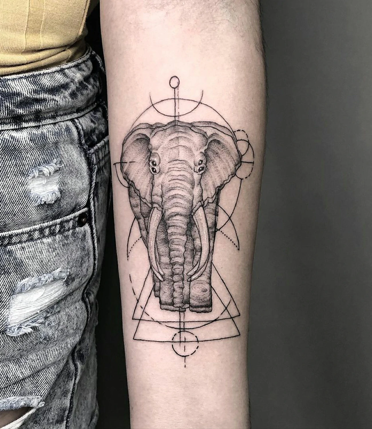 geometric elephant tattoo