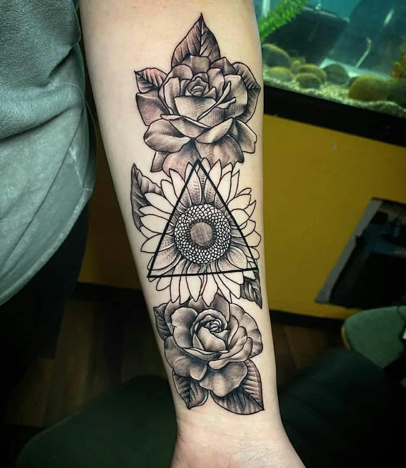 flower geometric tattoo