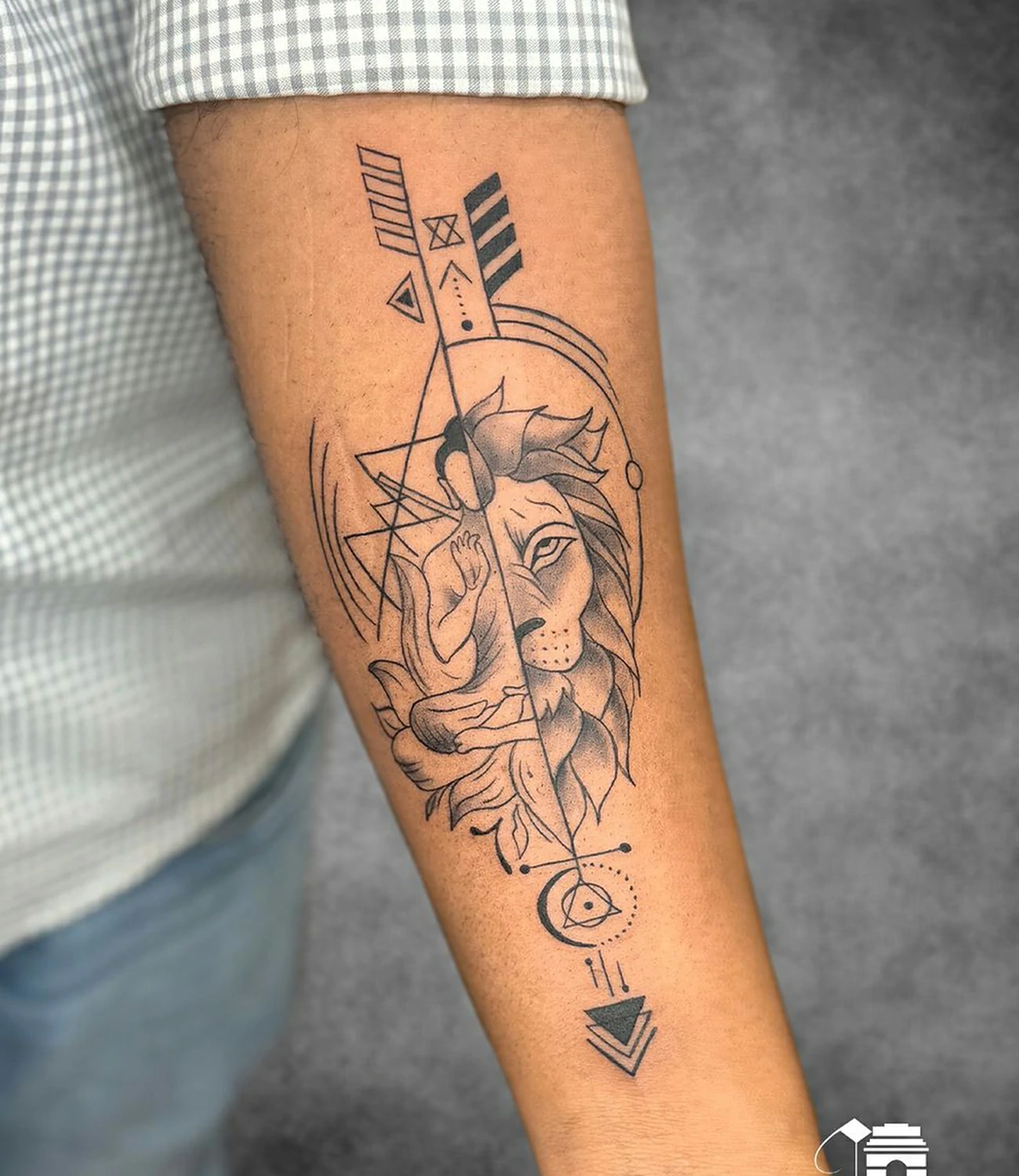 forearm geometric tattoo