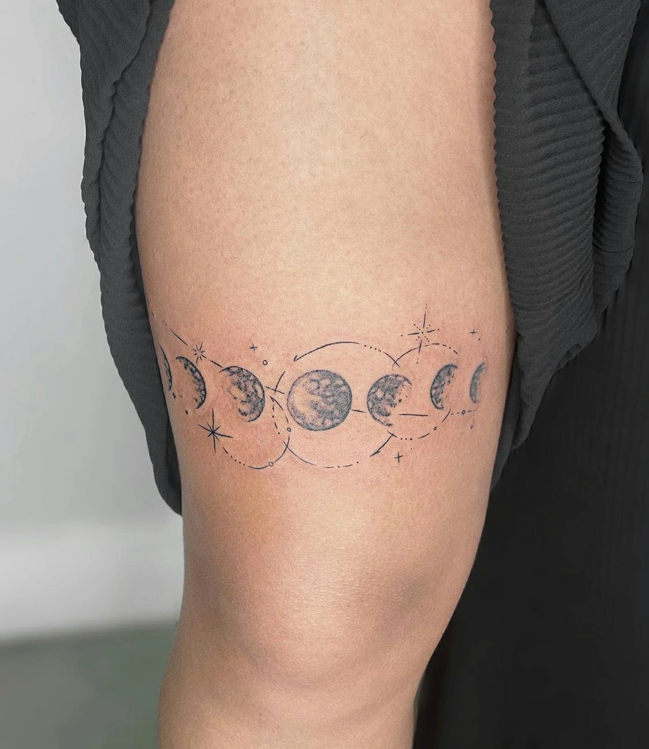 geometric moon tattoo