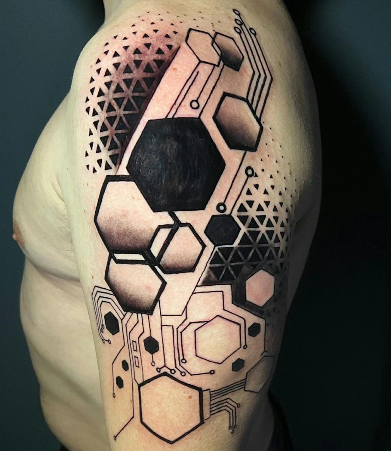 geometric cyberpunk tattoo