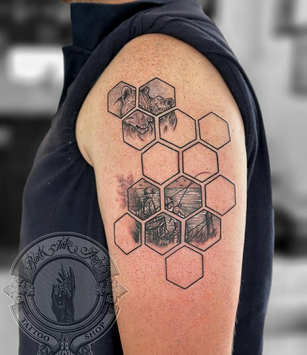 geometric hexagon tattoo designs