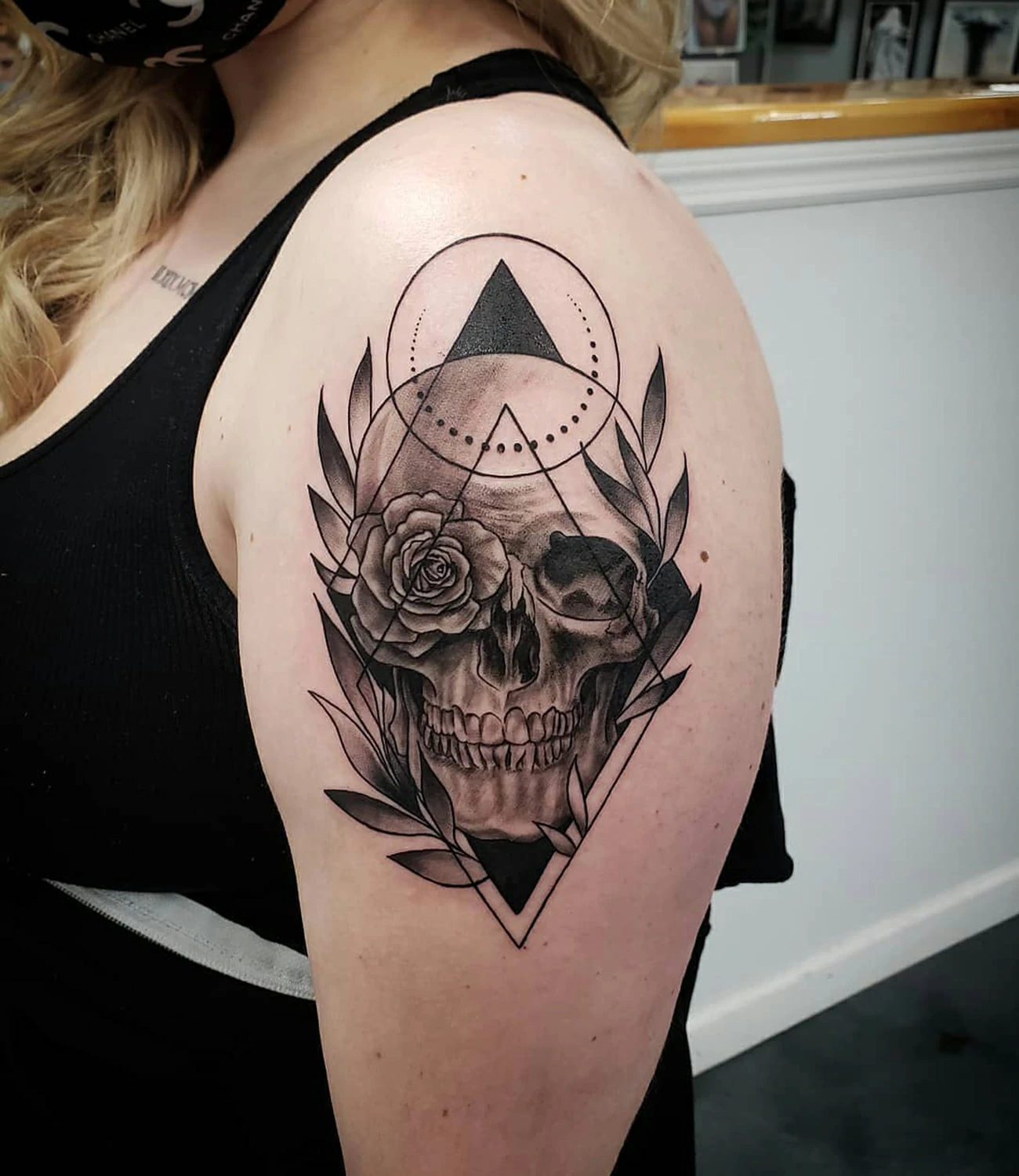geometric skull tattoo