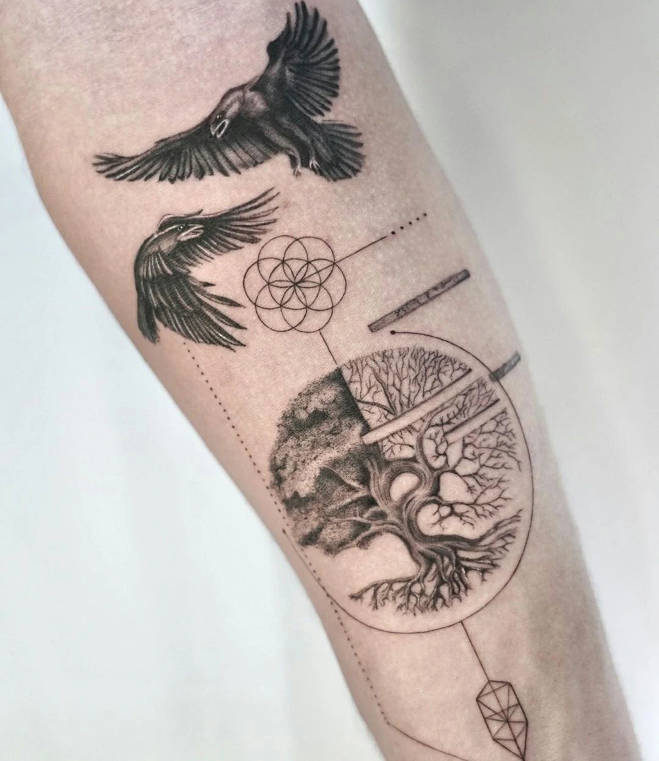 geometric tattoo tree