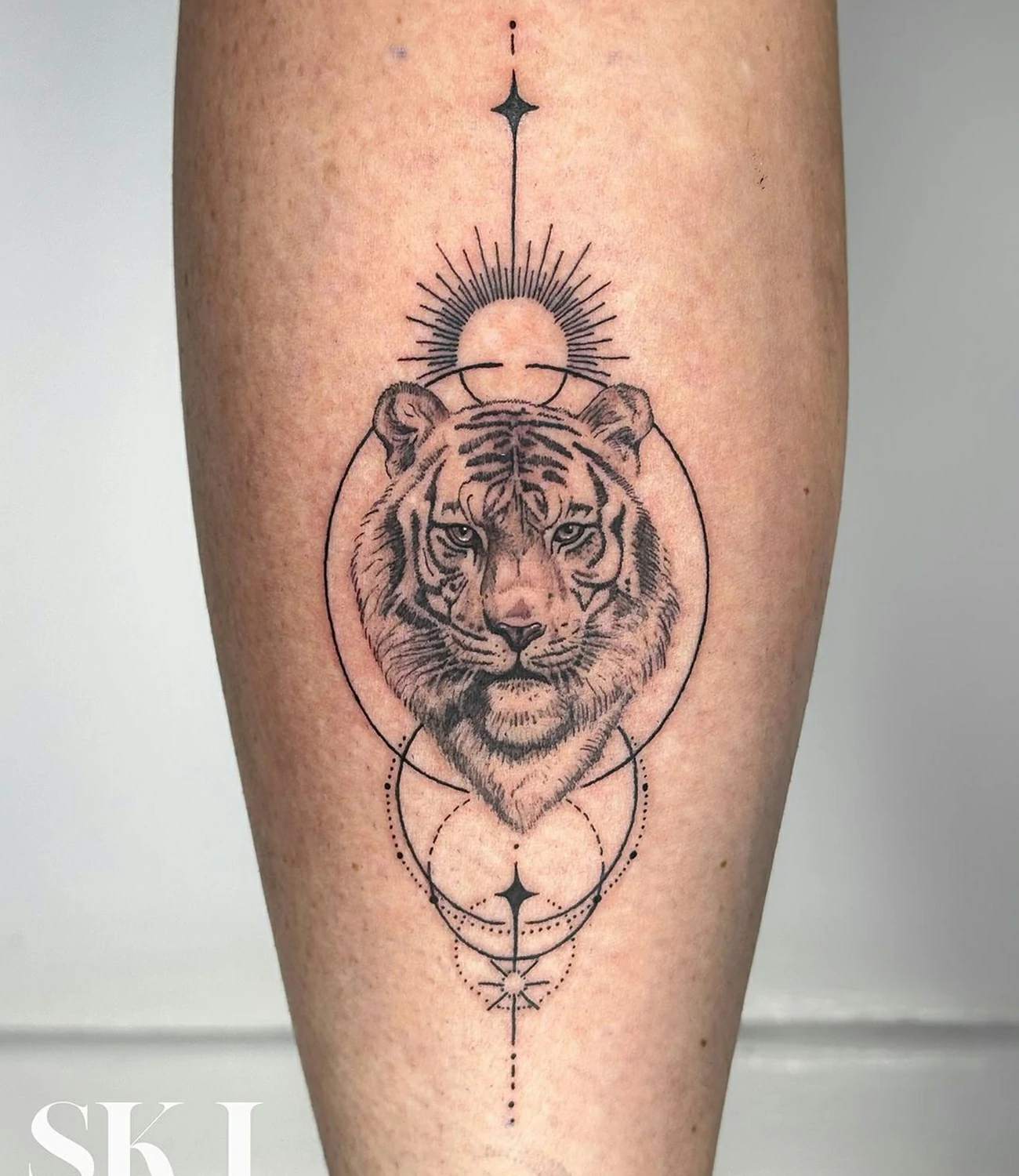 geometric tiger tattoo
