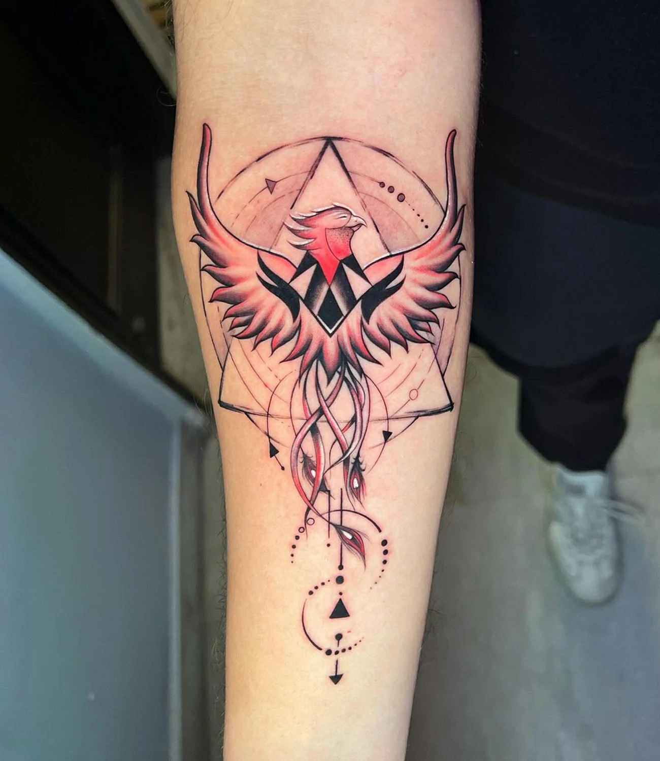 geometric phoenix tattoo