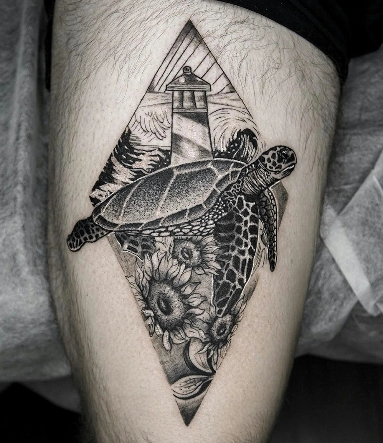 geometric turtle tattoo