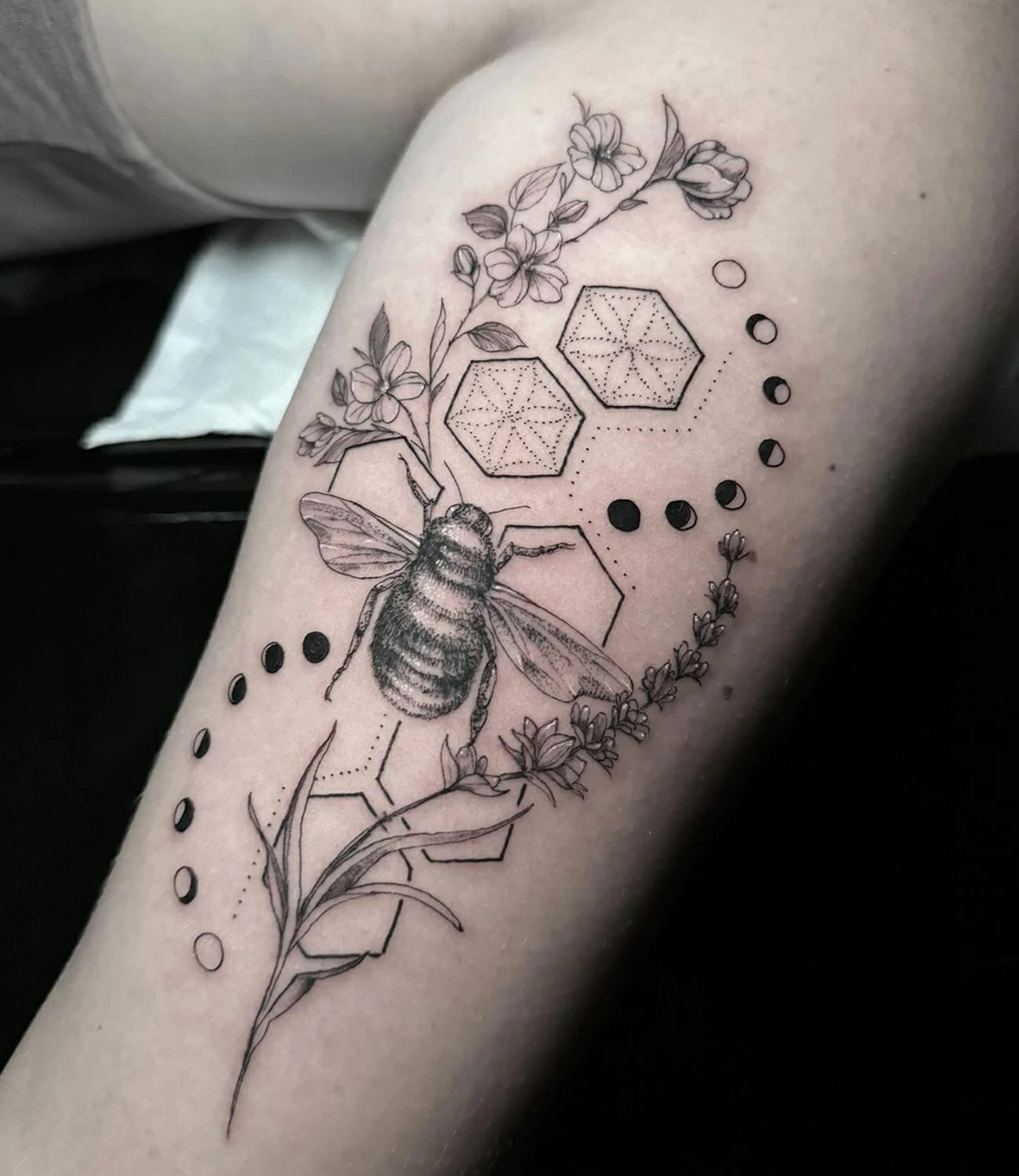 geometric honey bee tattoo