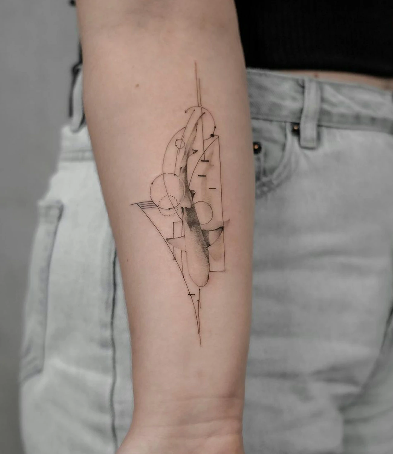 geometric shark tattoo