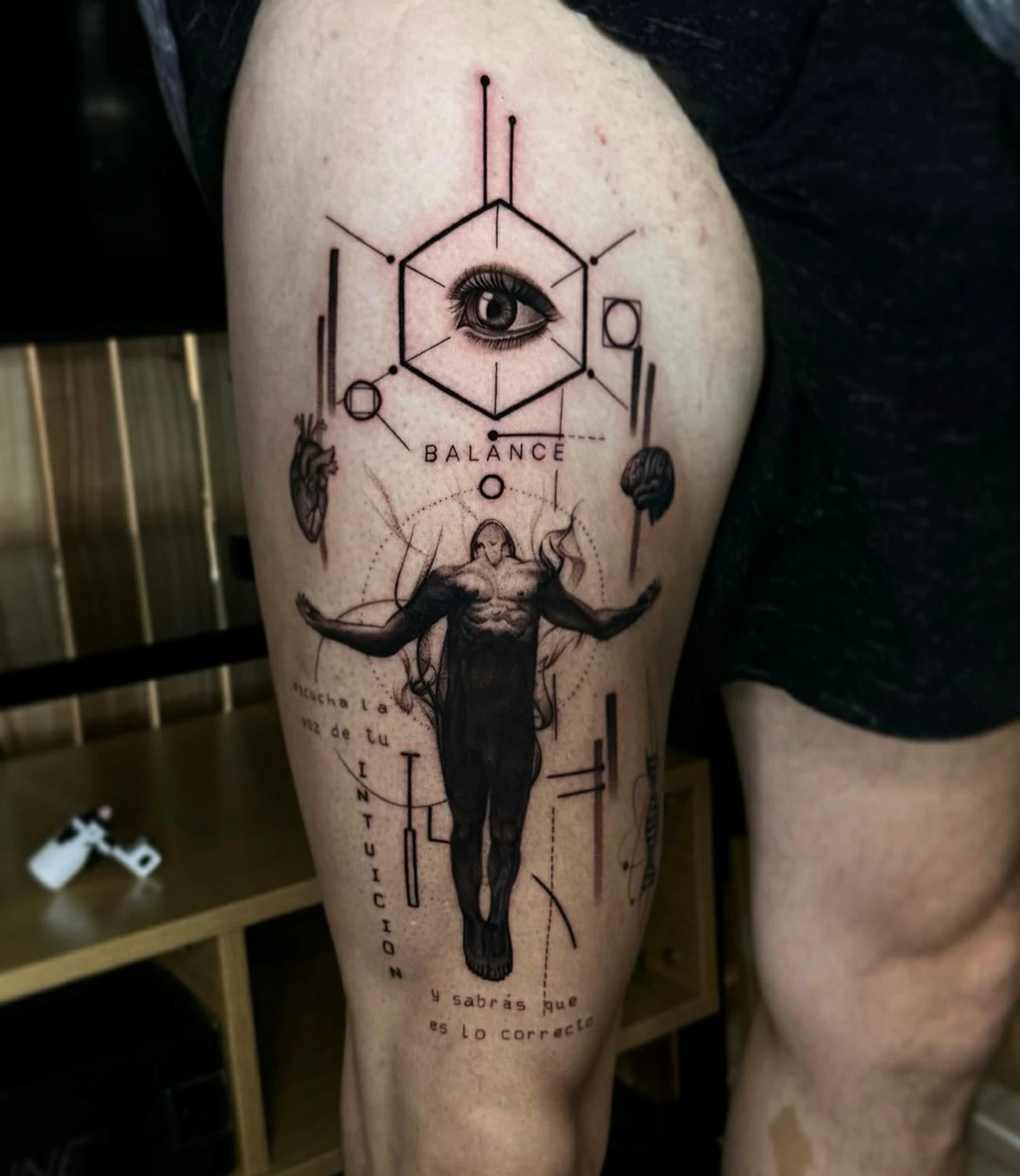 geometric third eye tattoo