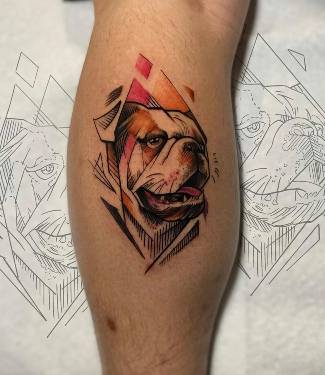 geometric dog tattoos